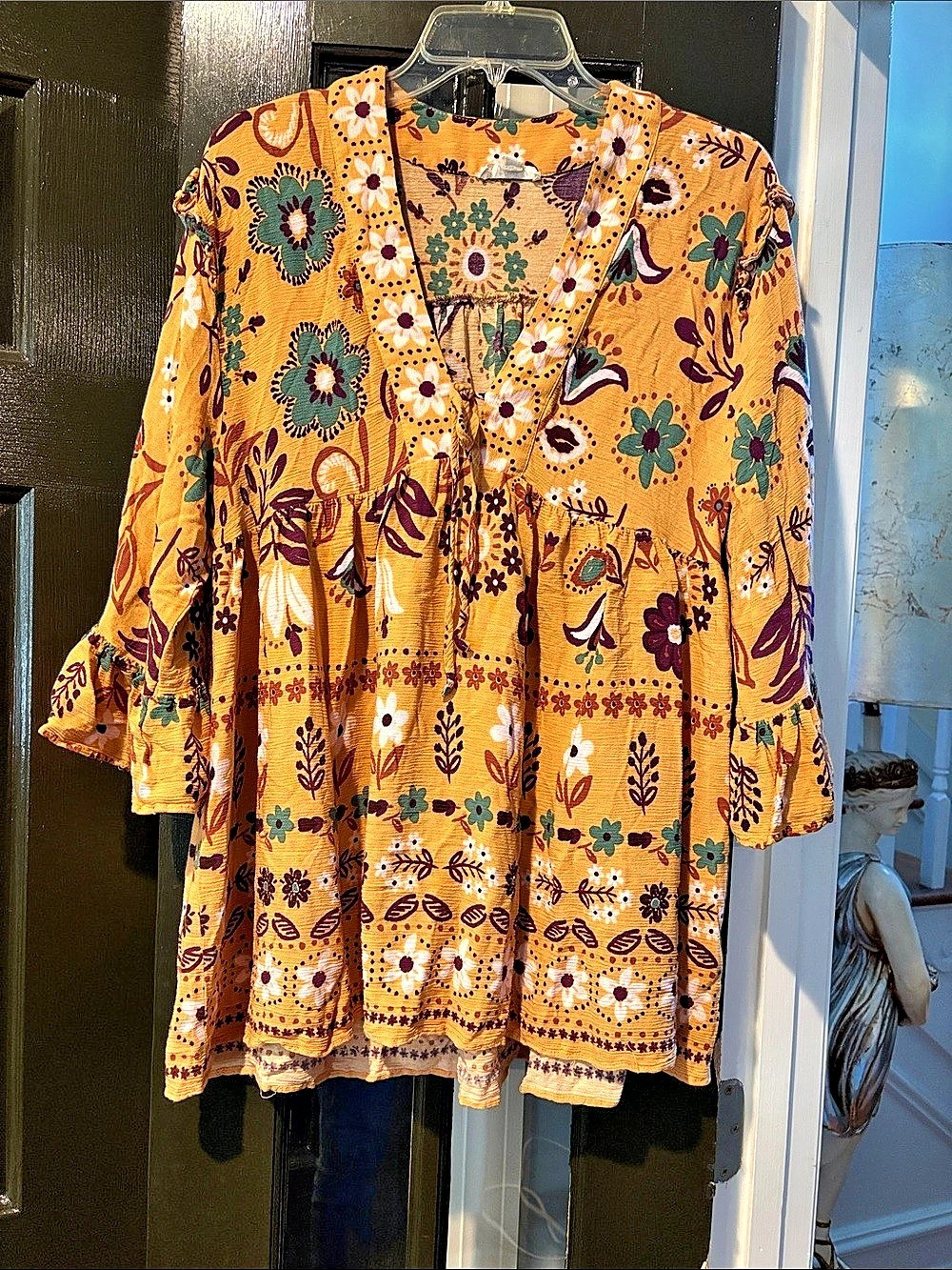 Easel Floral Mini Dress in Yellow Size Medium